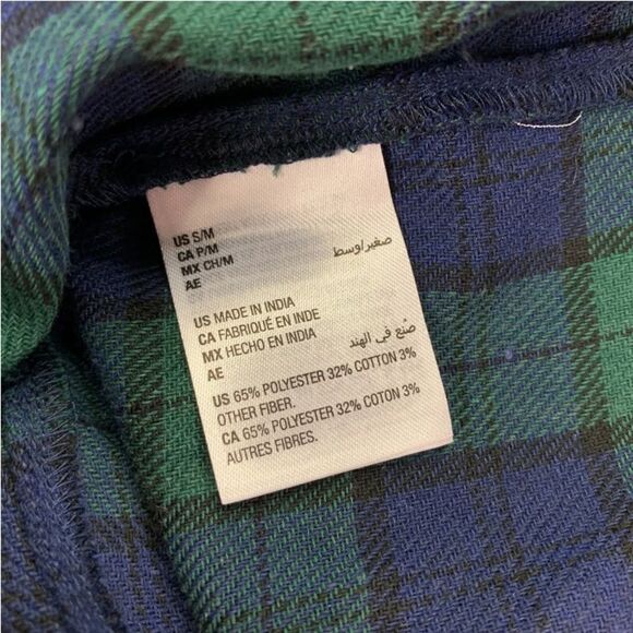 Club Room Mens Plaid Flannel Robe Pajamas Green S/M - Picture 3 of 5